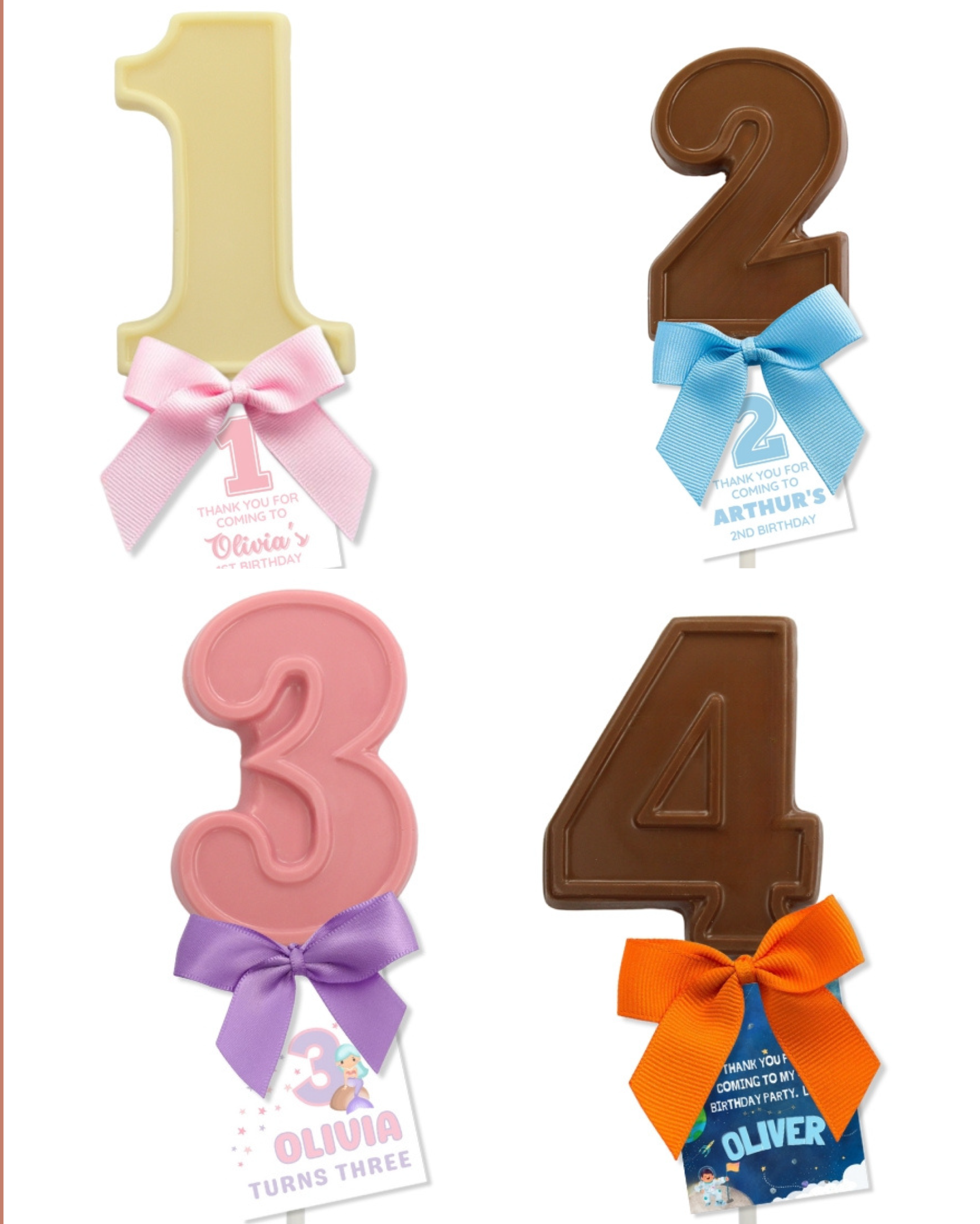 Numbered Chocolate Lollipops