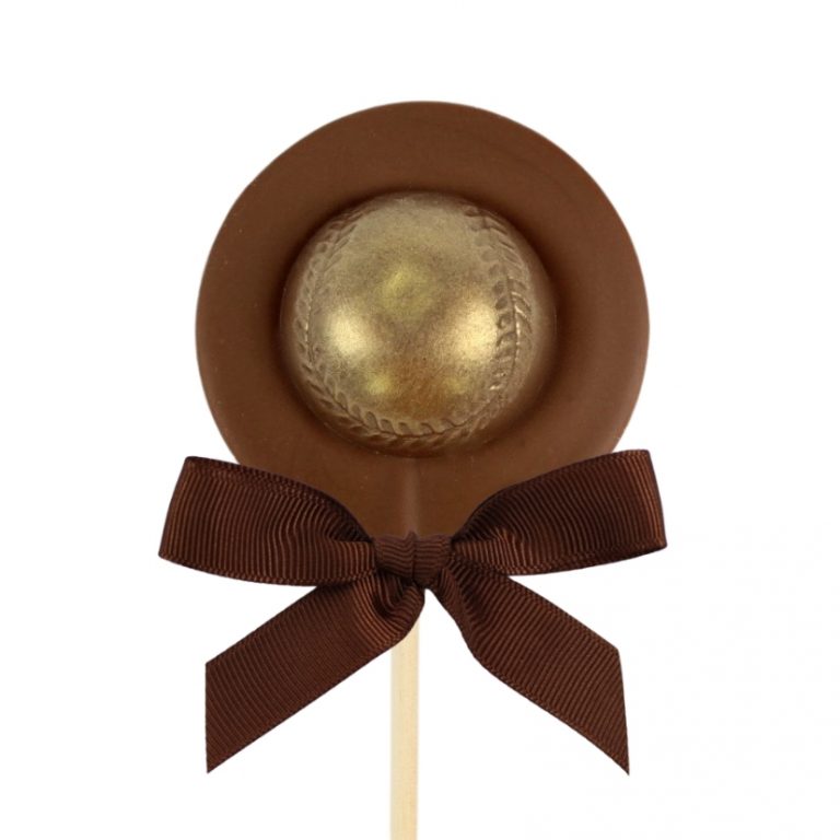 Gold Baseball Chocolate Lollipop