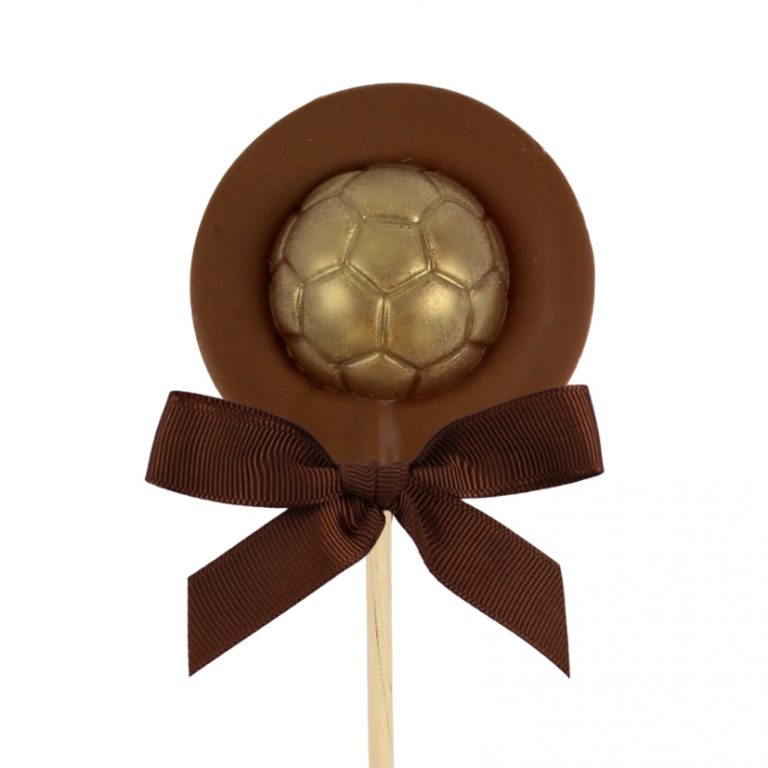 Gold Football Chocolate Lollipop