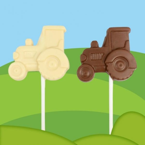 Tractor chocolate lollipops party favours personalised