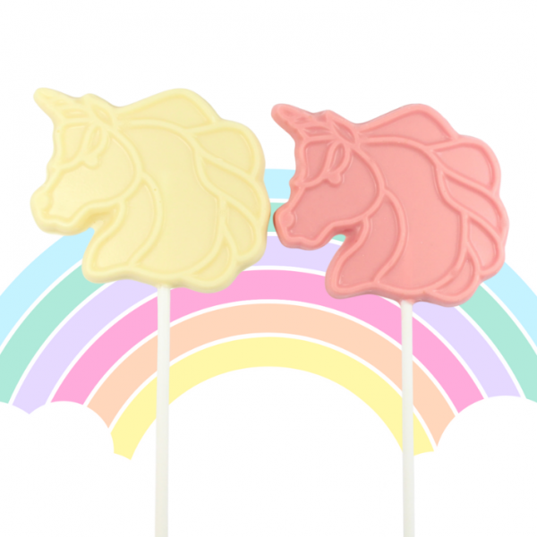 Large unicorn chocolate lollipops personalised party favours