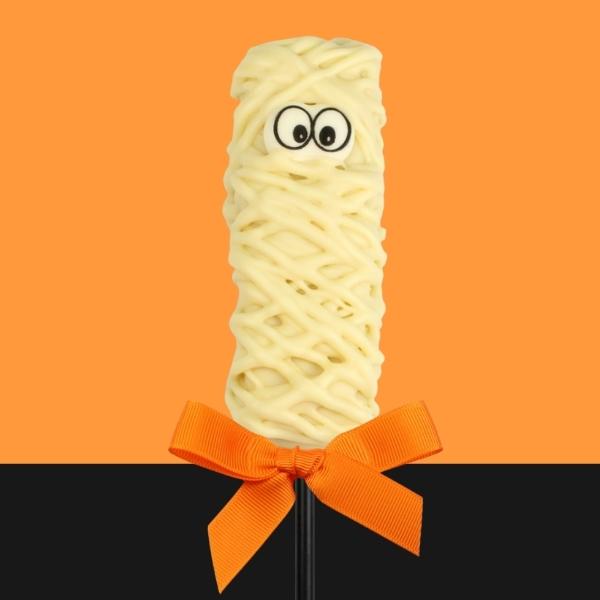 Halloween Mummy Face Chocolate Krispie Treat