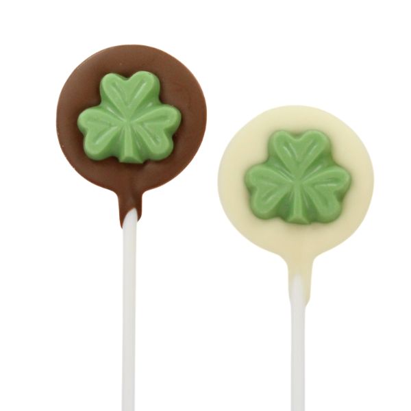 Shamrock Topped Small Chocolate Lollipop