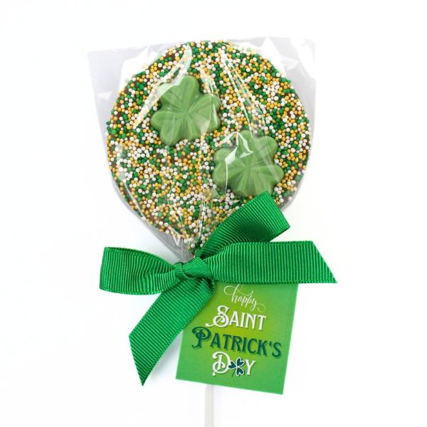Shamrock Sprinkled Chocolate Lollipop