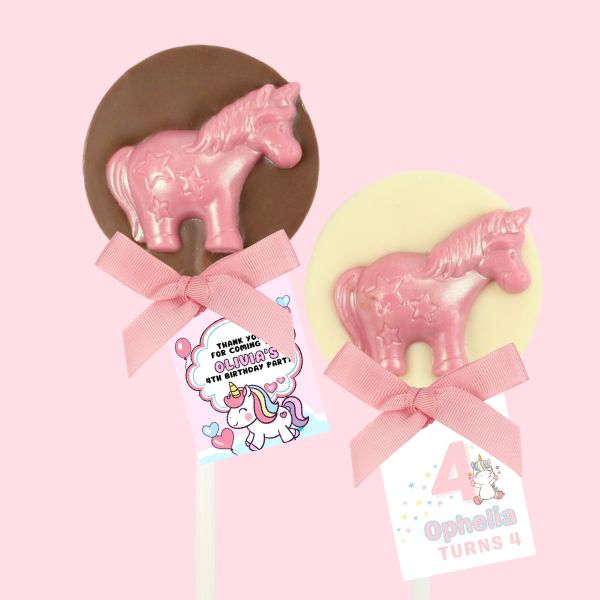 Round Shimmer Unicorn Chocolate lollipops