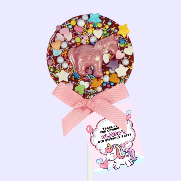 Unicorn Sprinkled Chocolate Lollipops