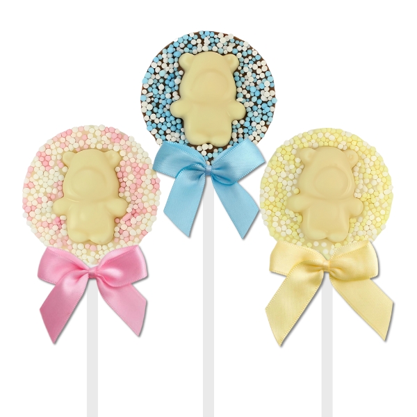 Baby Bear Sprinkled Chocolate Lollipops