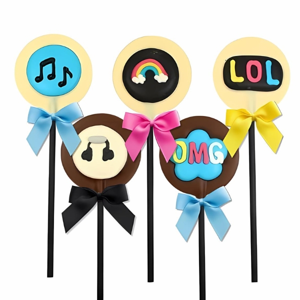 LOL Music Rainbow OMG Motif Chocolate Lollipops