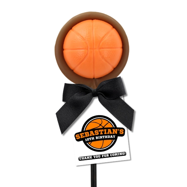 Basketball Shaped Chocolate Lollipops