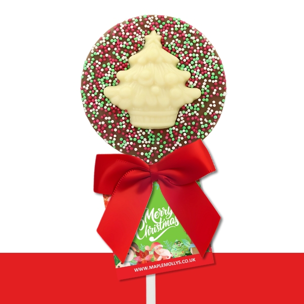 Christmas Tree Sprinkled Chocolate Lollipop