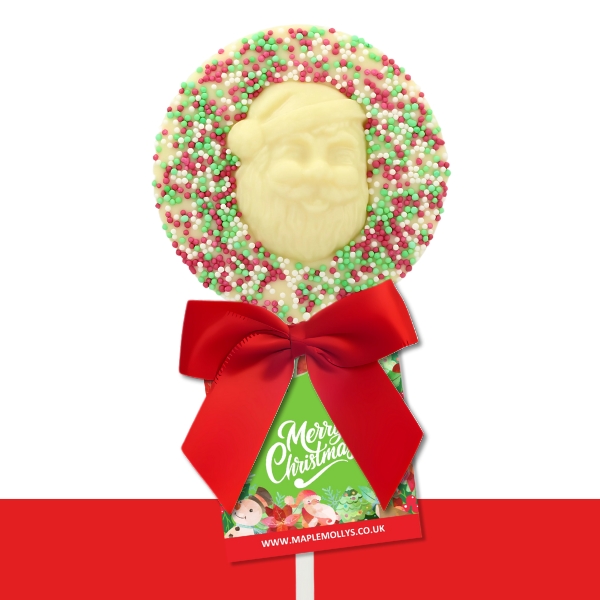 Santa Sprinkled Chocolate Lollipop