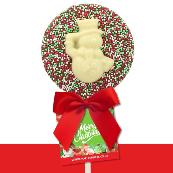 Snowman Sprinkled Chocolate Lollipop